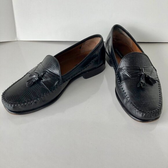 BOSTONIAN Kitlie Black Leather Tassel Men's Casual Loafers Slip On Toppied 10M - Picture 1 of 16